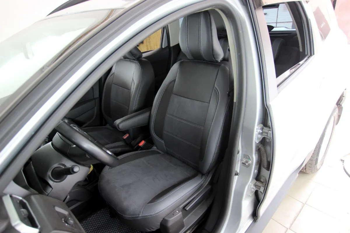 Авточохли для Renault Duster II з екошкіри та штучної замші