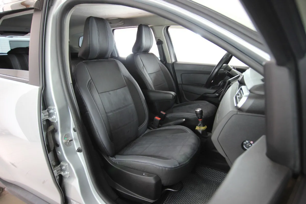 Авточохли для Renault Duster II з екошкіри та штучної замші